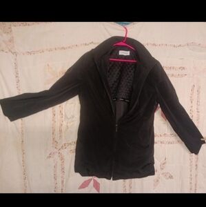 Women's Calvin Klein black hooded quilted lined coat large 44" chest